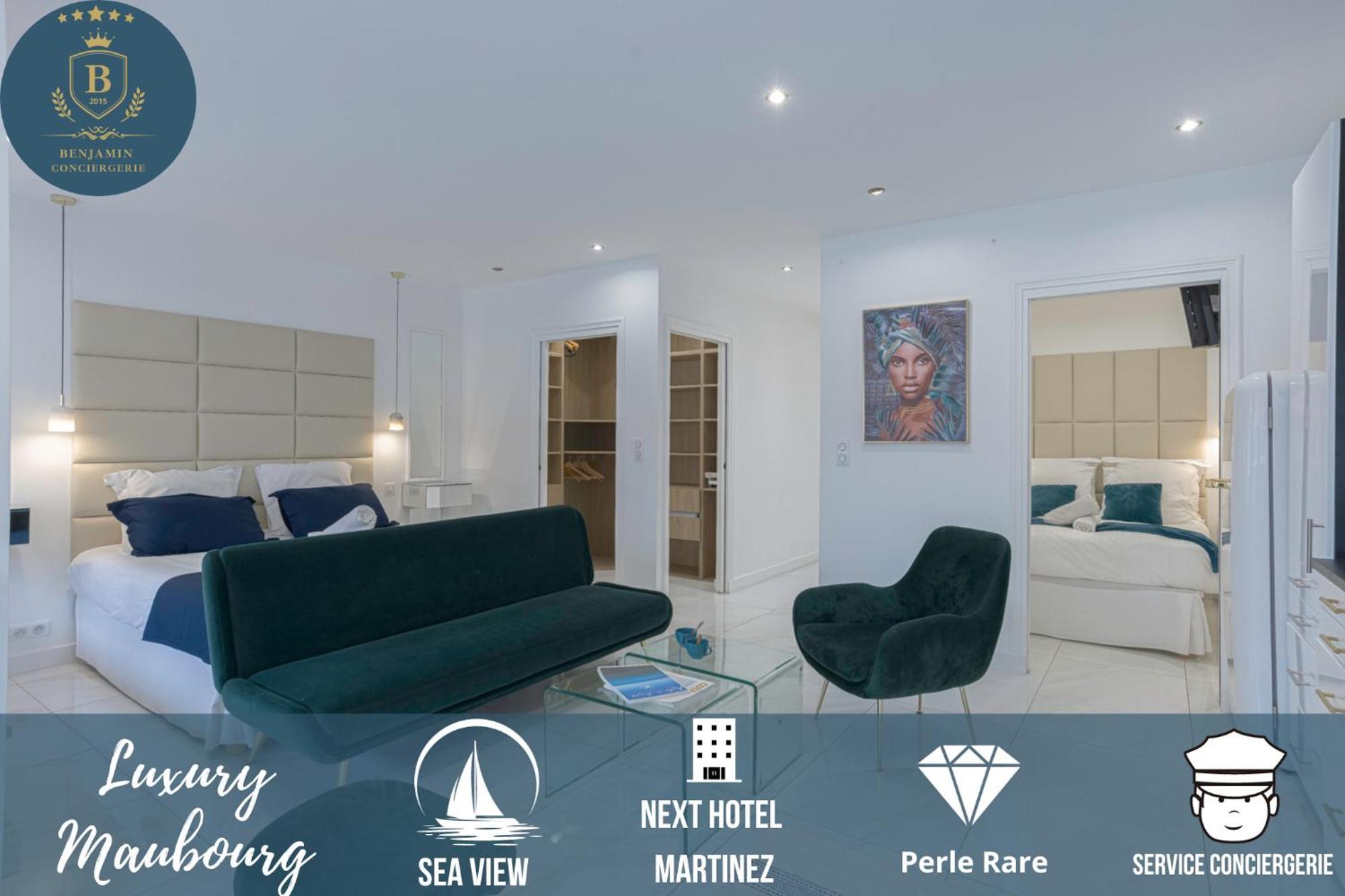Luxury Maubourg - Vue Mer - Croisette 50M Plage - Clim - Terrasse Cannes Bagian luar foto